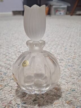 Vintage Clear Crystal  Glass Tulip Perfume Bottle - Unbranded